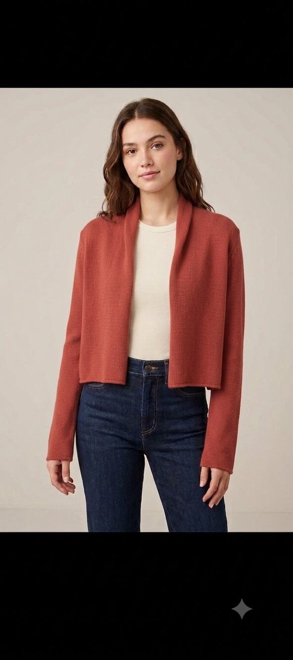 Peruvian Connection Rust Cotton Cardigan Sweater Small